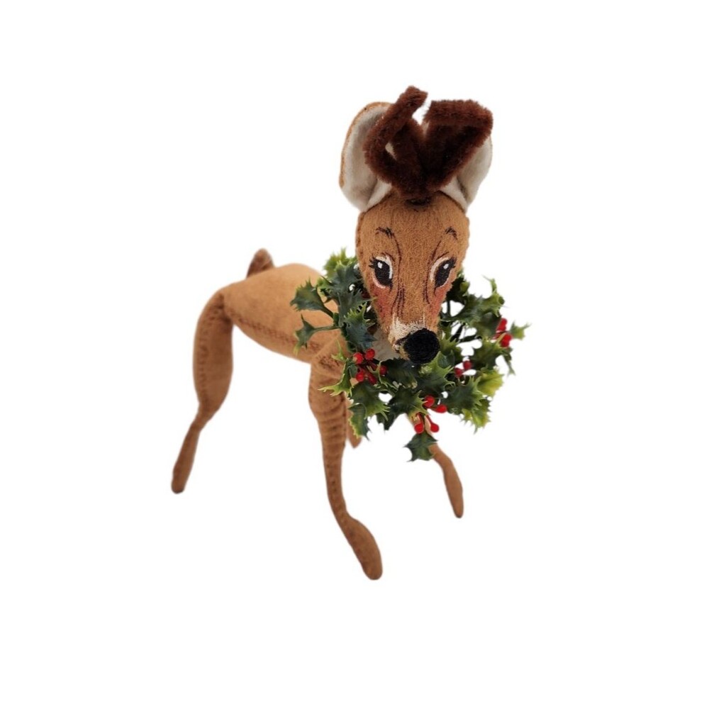 Vintage 1965 Annalee Mobilitee 8" Reindeer Plush - Christmas Wreath Meredith NH
